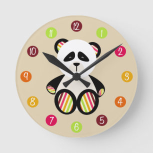 Stripe Panda Clock Rund Klocka