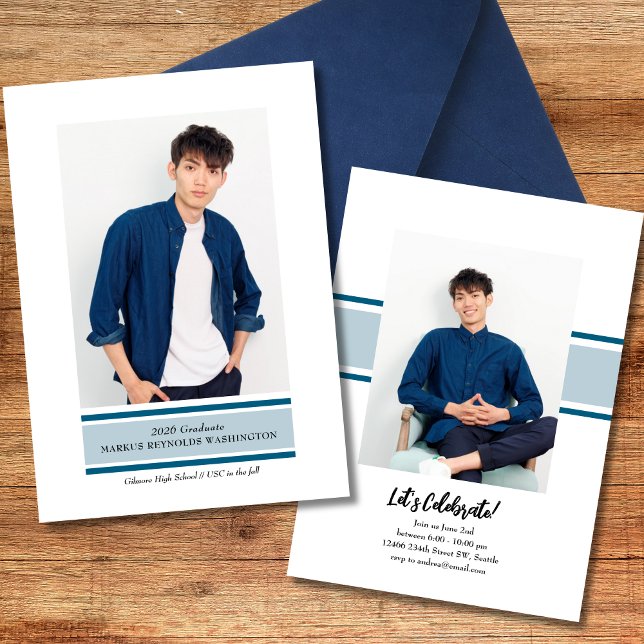 Stripe Photo Graduation Invitation Inbjudningar (Skapare uppladdad)