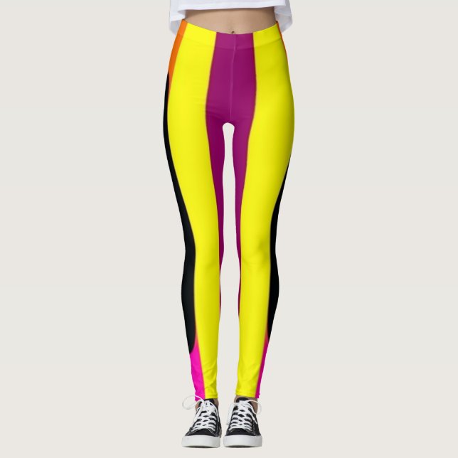Stripe-poppkonst Leggings (Framsida)