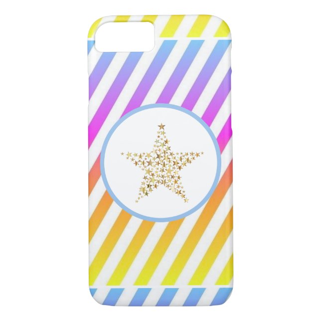 Stripe Rainbow Modern Star Case-Mate iPhone Skal (Baksida)