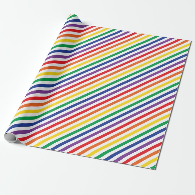 Stripe Rainbow Presentpapper (Utrullad)