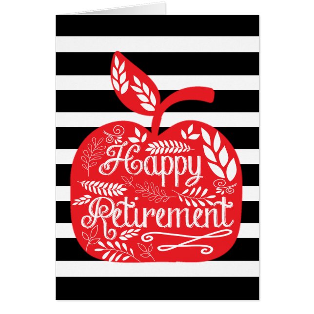 Stripe Red Apple Teacher Pension Hälsningskort (Framsidan)