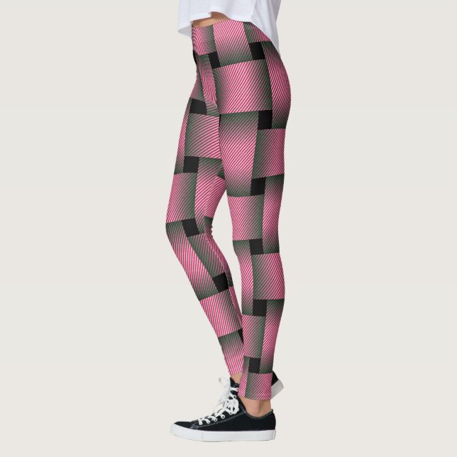 Stripe Rosa Basket Weave Leggings (Vänster)