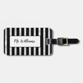 Stripe Silver Luggage Tag Bagagebricka