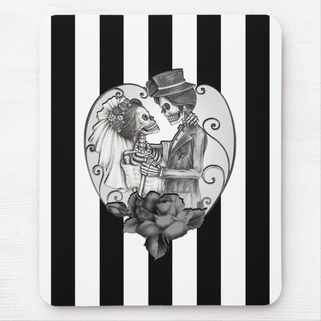 Stripe Skeleton Kärlek par Giftermål Dance Musmatta (Framsidan)