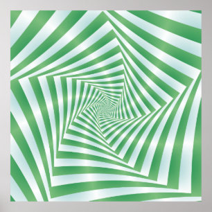 Stripe Spiral i Grönt och Blek Blue Poster