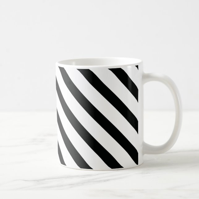 Stripe (svartvitt) | Diagonal) Storlek Anpassnings Kaffemugg (Höger)