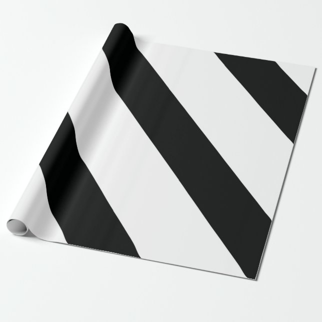 Stripe (svartvitt) | Diagonal) Storlek Anpassnings Presentpapper (Utrullad)