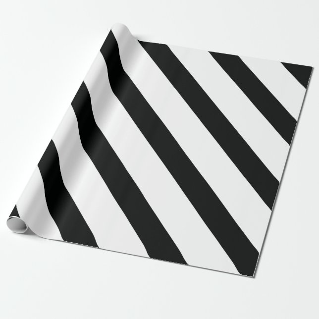 Stripe (svartvitt) | Diagonal) Storlek Anpassnings Presentpapper (Utrullad)
