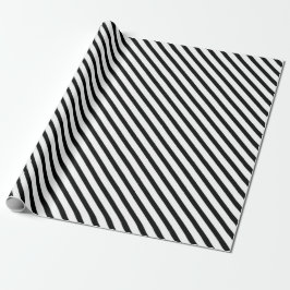 Stripe (svartvitt) | Diagonal) Storlek Anpassnings Presentpapper