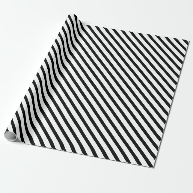Stripe (svartvitt) | Diagonal) Storlek Anpassnings Presentpapper (Utrullad)