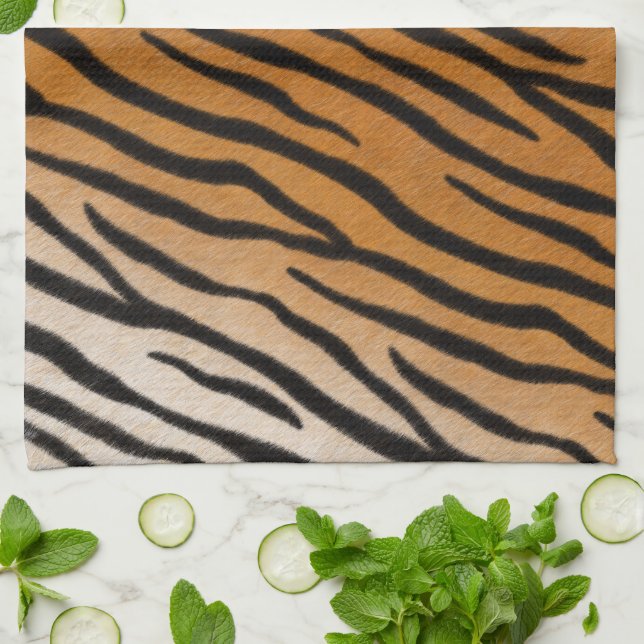 Stripe Tiger Päls Realistic Exotic Animal Print Kökshandduk (Vikta)