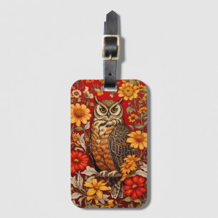 Stripe Uggla och Zinnia Flowers Bagagebricka