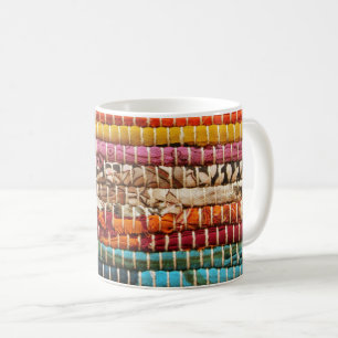 Stripe-vävnad av vävnad ser naturlig, färglös ut kaffemugg