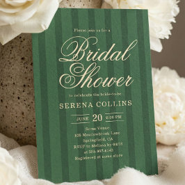Stripe Vintage Green Bridal Shower Inbjudningar