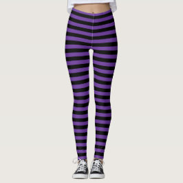 Stripe Violet och Black Halloween Wicked Witch Leggings