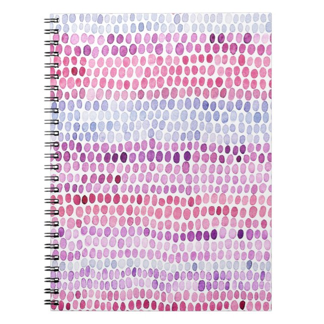 Stripe Watercolor: Rosa Grått Polka Anteckningsbok (Framsidan)