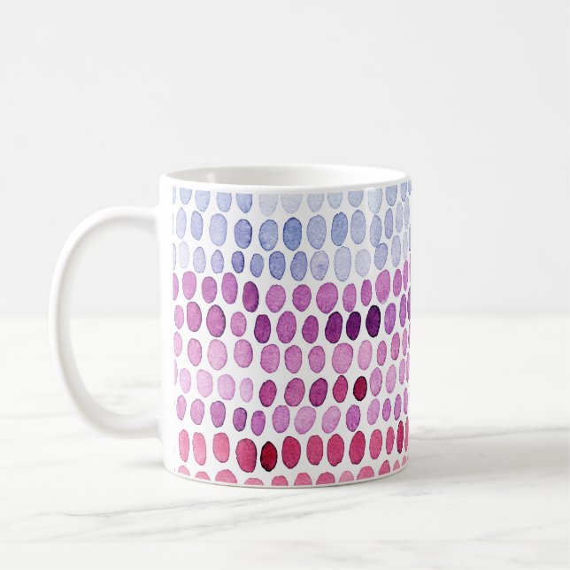 Stripe Watercolor: Rosa Grått Polka Kaffemugg (Vänster)