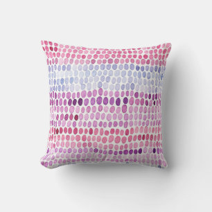 Stripe Watercolor: Rosa Grått Polka Kudde