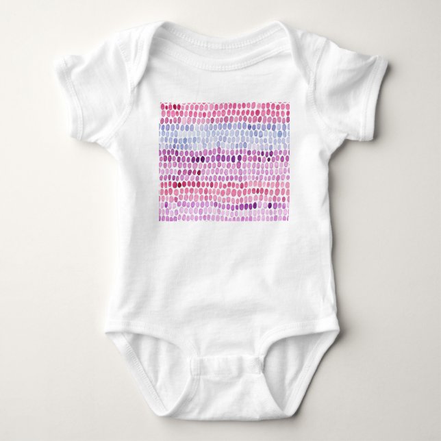 Stripe Watercolor: Rosa Grått Polka T Shirt (Framsida)