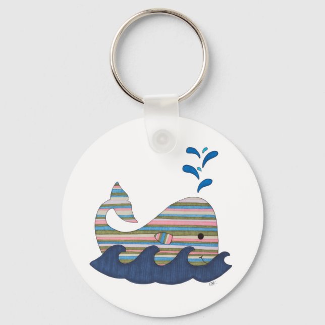 Stripe Whale Keychain Nyckelring (Framsida)