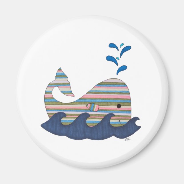 Stripe Whale Magnet (Framsidan)