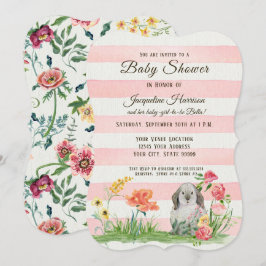 Stripe Woodland Lop Öar Rabbit Girl Shower Inbjudningar