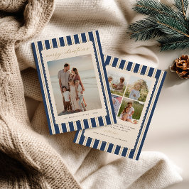 Striped and Scalloped Christmas Card with Photo Julkort