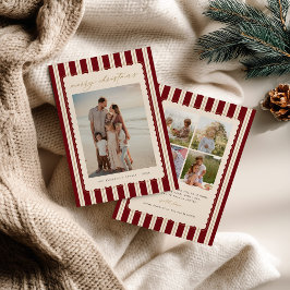 Striped and Scalloped Christmas Card with Photo Julkort