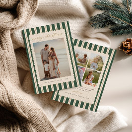 Striped and Scalloped Christmas Card with Photo Julkort