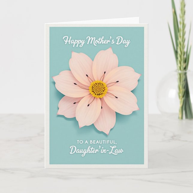 Striped Aqua Flower Beauty Card Kort (Framsida)