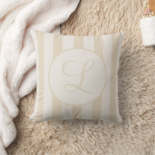 Striped Beige Benvita Monogram Dekorativ kudde