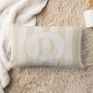 Striped Beige Benvitt Anpassade Lumbar Pillow Lumbarkudde