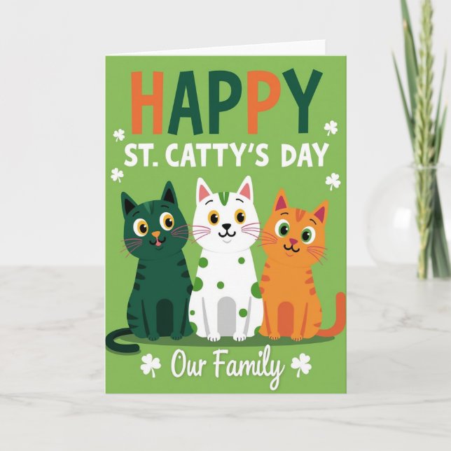Striped Cat Family Card Kort (Framsida)
