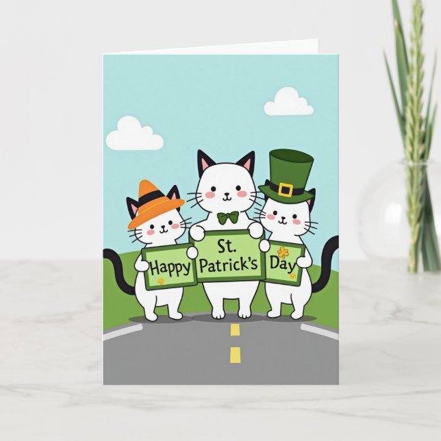 Striped Cats Holiday Card Kort (Framsida)