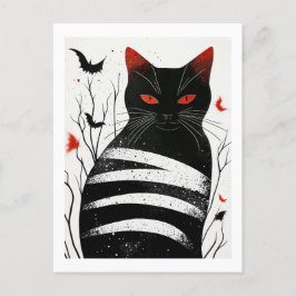 Striped Charm: Halloween-höstkonst Vykort