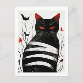 Striped Charm: Halloween-höstkonst Vykort