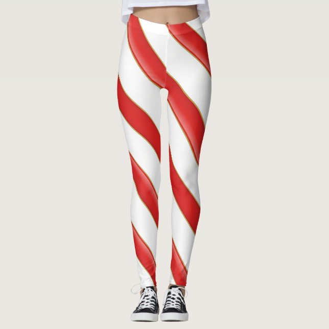 Striped Christmas Candy Cane Leggings (Framsida)