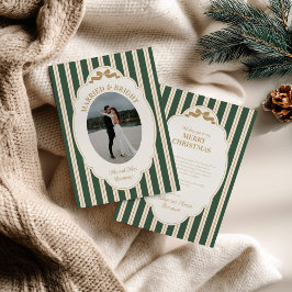 Striped Christmas Card with Photo Julkort
