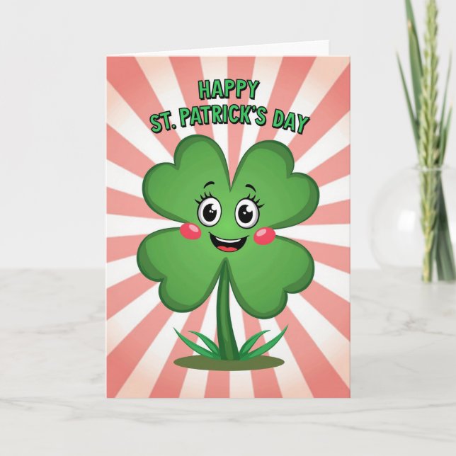 Striped Clover Happy Day Card Kort (Framsida)