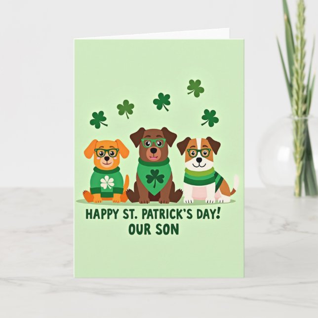 Striped Dogs Happy Day Son Card Kort (Framsida)