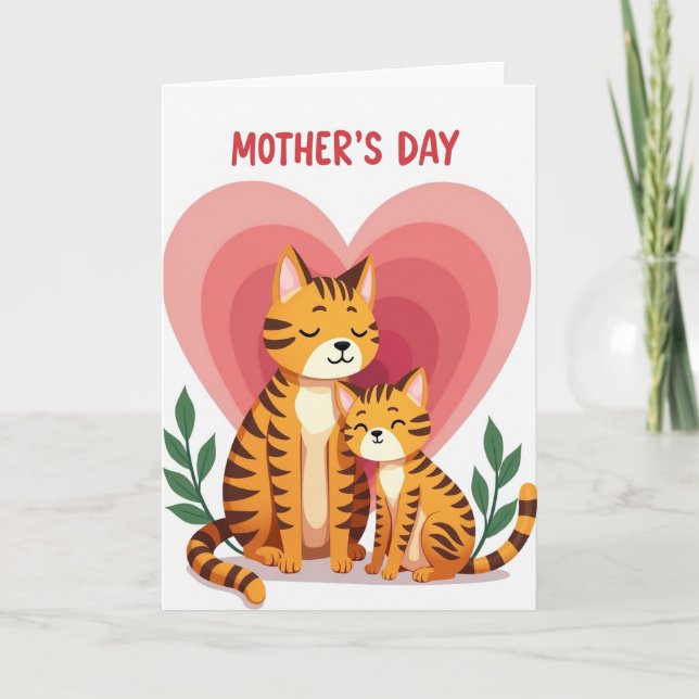 Striped Feline Love Card Kort (Framsida)