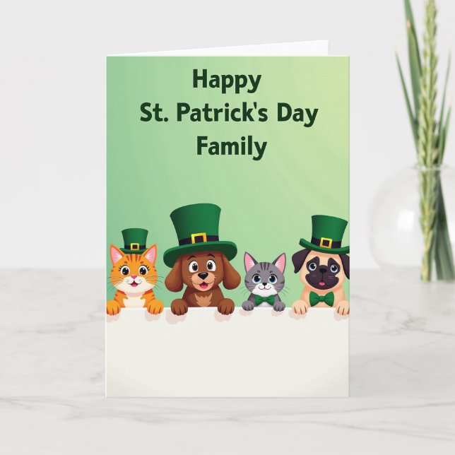 Striped Friends St Patricks Day Card Kort (Framsida)