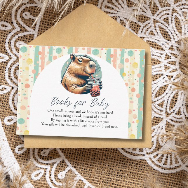 Striped Funny Capybara Baby Shower Books For Baby Tilläggskort (Skapare uppladdad)