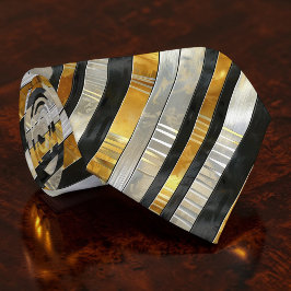 Striped Gold, Black, Silver Necktie Slips