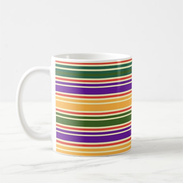 STRIPED GRÖNT RED LILA GULT KAFFEMUGG (Vänster)