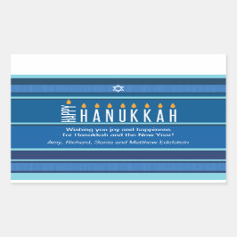 Striped Hanukkah Candles Rektangulärt Klistermärke