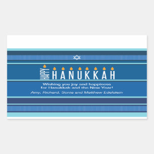 Striped Hanukkah Candles Rektangulärt Klistermärke