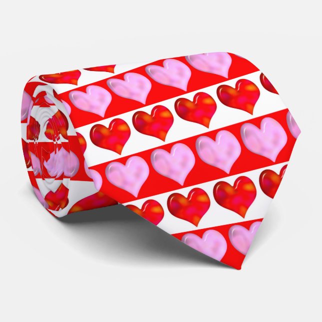 Striped Heart Mönster Tie Slips (Rullad)