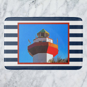 Striped Hilton Head Island Harbour Town Lighthouse Badrumsmatta